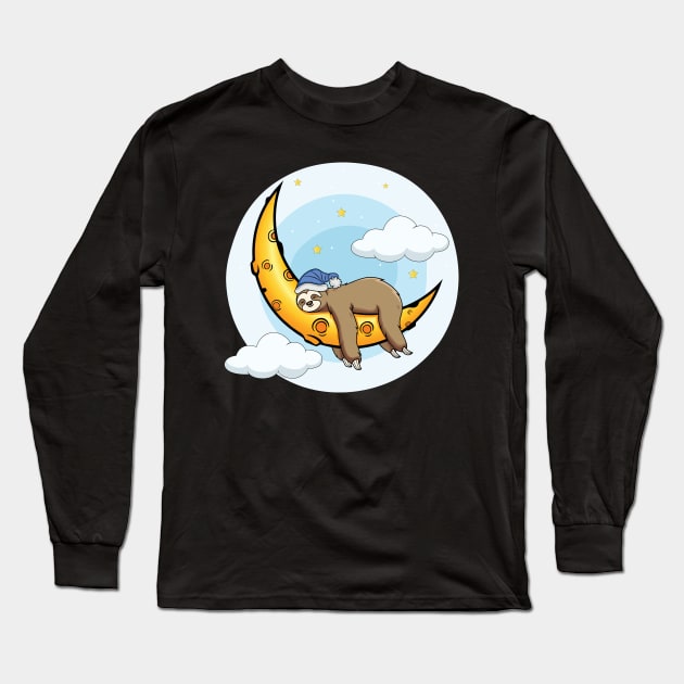 funny sleep sloth illustration - humour gift for brothers Long Sleeve T-Shirt by Best Art Oth